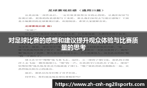 对足球比赛的感想和建议提升观众体验与比赛质量的思考
