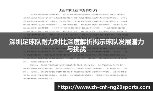 深圳足球队耐力对比深度解析揭示球队发展潜力与挑战